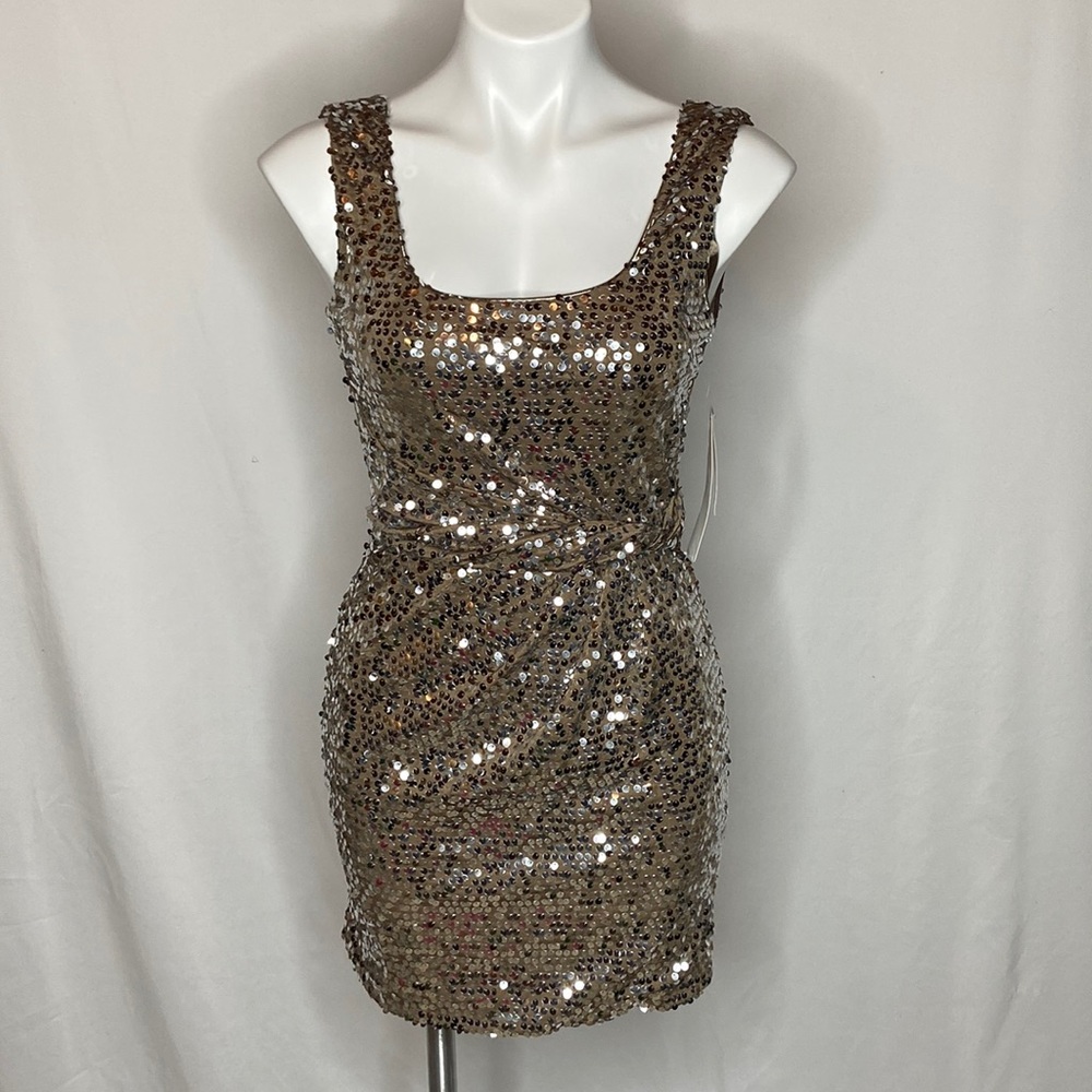 Love Reign Sequin Spandex Mini Dress, Pewter, Small - great for holiday parties!